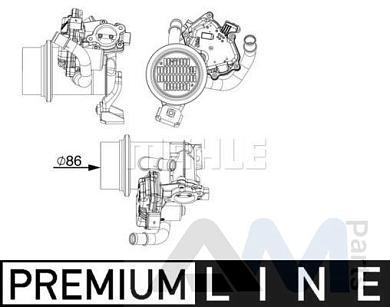 Радиатор рециркуляции ОГ MAHLE (CE18000P) Audi A7 (4G) 2011-2018 2.0TDI