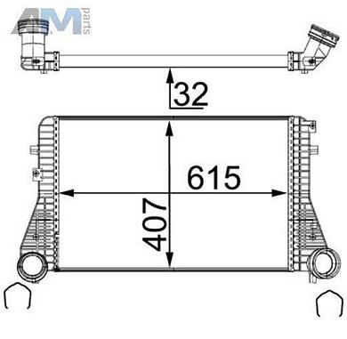 Интеркулер MAHLE/KNECHT (CI83000S) для Volkswagen Tiguan I (2007-2011) 1.4TSI CAVA