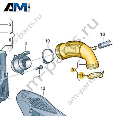 Шланг забора воздуха VAG 06M129629Купить шланг забора воздуха 06M129629 на Фольксваген/Ауди/Шкоду- выгодные цены