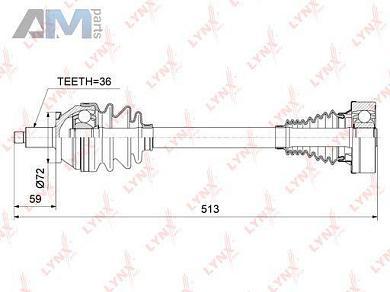 Привод в сборе левая LYNX для Audi A1 (8X) 2011-2018 CD-1024