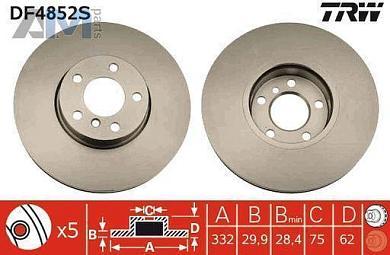 Передние тормозные диски 332X30 (DF4852S) TRW на BMW X6 (F16) 28i