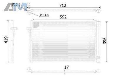 Радиатор кондиционера (MAHLE/KNECHT) AC344000S для BMW 5 серия (E60 ) 2003-2009 525i