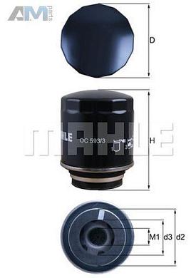 Масляный фильтр MAHLE/KNECHT OC5933 Audi A1 (8X) 2011-2018 1.2TSI