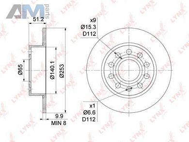 Диск тормозной задний LYNX для Golf Plus 2005-2014 BN-1195