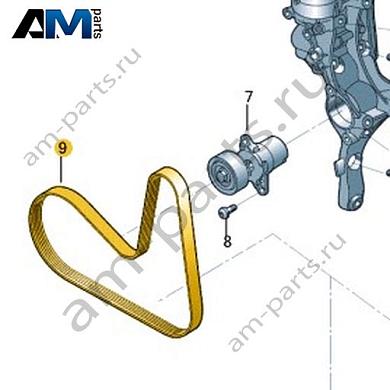 Поликлиновый ремень VAG 06K260849AКупить поликлиновый ремень 06K260849A на Фольксваген/Ауди/Шкоду- спец. Цена