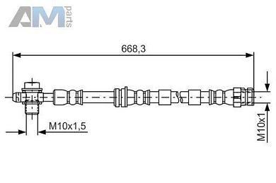 Передний тормозной шланг (1987481693) BOSCH для Audi TT (8S) 2014-2019