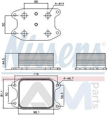 Теплообменник (масляный радиатор) 90810 (NISSENS) для Taos (2020-2023) 1.4TSI