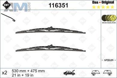 Комплект каркасных щеток стеклоочистителя (116351) SWF на Volkswagen Golf IV (1997-2005)