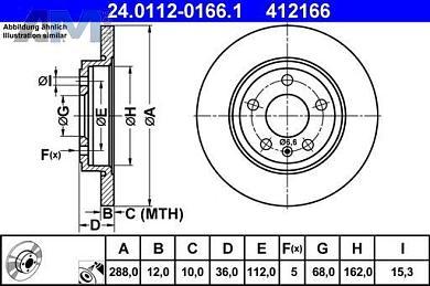 Задние тормозные диски ATE 24.0112-0166.1 Audi A4 (B7) 2005-2009
