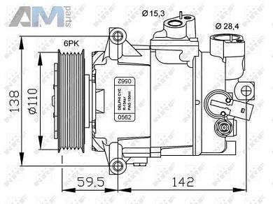 Компрессор кондиционера NRF (32500G) на Volkswagen Passat B6 (2005-2011) 2.0TSI
