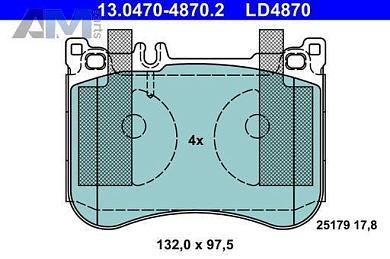 Керамические передние колодки (13.0470-4870.2) ATE на Mercedes E-Class W213 E53 AMG