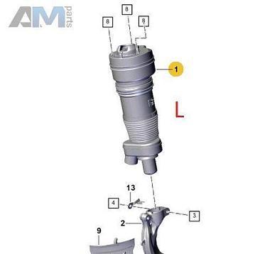 Пневмобаллон левый передний 9Y0616039F на Porsche Cayenne (2017-2024)