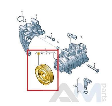 Шкив кондиционера 4M0260810E Audi A7 (4G) 2011-2018 3.0TDI