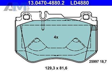 Керамические передние колодки (13.0470-4880.2) ATE на Mercedes C-Class W205 C250