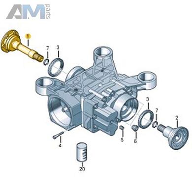 Вал с фланцем VAG 02D525356BКупить вал с фланцем 02D525356B для Фольксваген/Ауди/Шкода- акция
