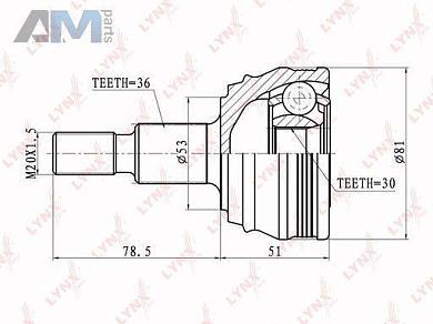 ШРУС наружный LYNX для Octavia A4 Tour (1996-2011) CO-2800
