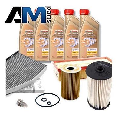 Комплект неоригинальных фильтров и моторное масло LL3 5W30 504/507 для ТО-2/4 Volkswagen Touran 2.0 TDI