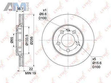 Диск тормозной передний LYNX для Mk2 (2007-2014) BN-1199