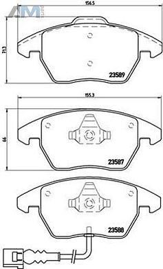 Передние керамические тормозные колодки BREMBO P85075X для Volkswagen Caddy (2010-2020)