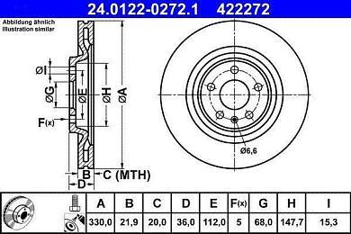 Задние тормозные диски ATE 24.0122-0272.1 на Audi A4 (B8)