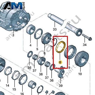 Блокировочное кольцо синхронизатора VAG 0CS311763Купить блокировочное кольцо синхронизатора 0CS311763 Фольксваген/Ауди/Шкода- минимальная цена