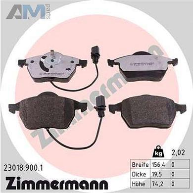 Передние керамические тормозные колодки ZIMMERMANN 23018.900.1 Audi A6 (С6) 2004-2011