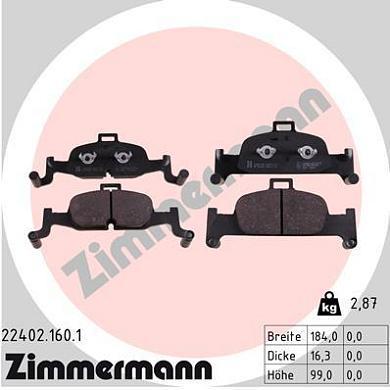 Комплект передних тормозных колодок ZIMMERMANN 22402.160.1 на Audi A4 (B9)