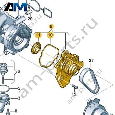 Насос системы охлаждения VAG 06H121010KКупить насос системы охлаждения 06H121010K для Фольксваген/Ауди/Шкода- бесплатная доставка