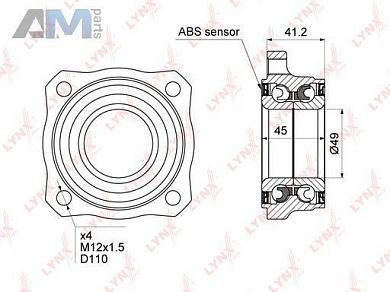 Подшипник ступицы задний с ABS LYNX для BMW X4 (F26) 2014-2018 WB-1478