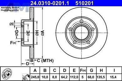 Спортивные задние тормозные диски ATE 24.0310-0201.1 Audi A6 (С5) 1997-2004