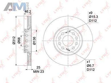 Диск тормозной передний BN1207 (LYNXauto) для автомобилей VAGЗаказать диск тормозной передний BN1207 производства LYNXauto для Фольксваген/Ауди/Шкода на выгодных условиях
