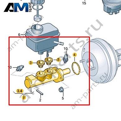 Сдвоенный главный тормозной цилиндр VAG 1J1614019JКупить сдвоенный главный тормозной цилиндр 1J1614019J на Фольксваген/Ауди/Шкоду- минимальная цена