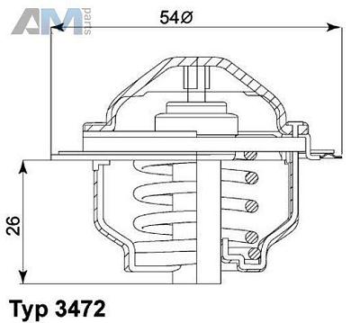 Термостат охлаждающей жидкости WAHLER (347287D) на Audi A4 (B7) 2005-2009 2.0TDI