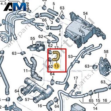 Шланг системы охлаждения VAG 04L121058AAКупить шланг системы охлаждения 04L121058AA Фольксваген/Ауди/Шкода- бесплатная доставка