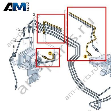 Тормозная трубка от главного тормозного цилиндра к гидросистеме VAG 1EB614740AКупить тормозную трубку от главного тормозного цилиндра к гидросистеме 1EB614740A Фольксваген/Ауди/Шкода- бесплатная доставка