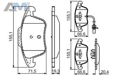 Передние тормозные колодки BOSCH 0986494538 для Audi A4 (B8) 2008-2012