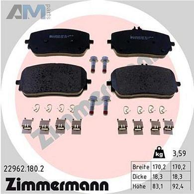 Передние тормозные колодки (22962.180.2) Zimmermann на Mercedes GLE V167 300d