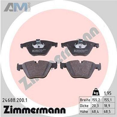 Передние тормозные колодки (24688.200.1) ZIMMERMANN для BMW 5 серии F10 рестайлинг рестайлинг 530i