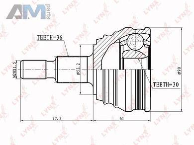 ШРУС наружный LYNX для Golf IV 1997-2005 CO-8002