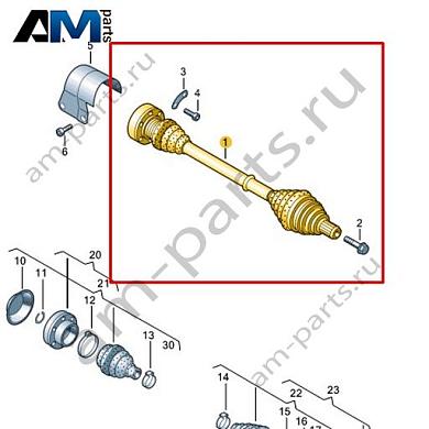 Приводной вал с ШРУСами VAG 1K0407456HXКупить приводной вал с ШРУСами 1K0407456HX для Фольксваген/Ауди/Шкода по минимальной цене