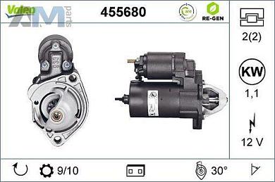 Стартер (455680) VALEO для Volkswagen Passat B5 (1997-2005)