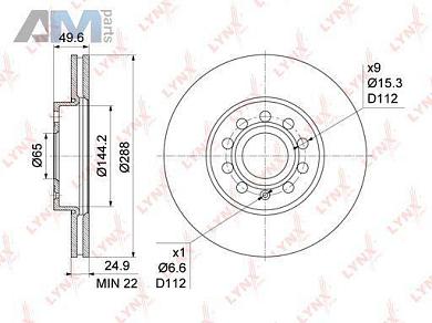 Диск тормозной передний LYNX для Mk3 (2013-2016) BN-1201