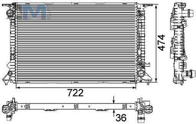 Радиатор охлаждения двигателя MAHLE/KNECHT (CR911000S) для Audi A4 (B7) 2005-2009 3.2 (256 л.с.)