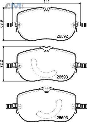 Передние тормозные колодки (P50173) BREMBO для Mercedes C-Class 2021-2025 (W206) C43