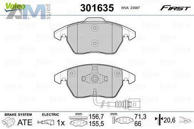 Передние тормозные колодки VALEO 301635  Volkswagen Jetta V (2005-2010)