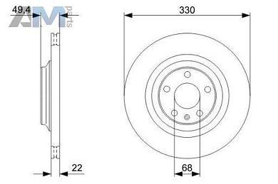 Задние тормозные диски BOSCH 0986479C64 Audi A6 (С6) 2004-2011