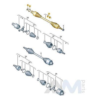 Приводной вал со ШРУСами левый (7-DSG, 4Motion) на Volkswagen Caravelle T6 (рестайлинг) 7LA407271E