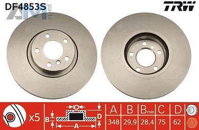 Передние тормозные диски 348X30 (M Performance) (DF4853S) TRW на BMW X5 (F15) 40dX