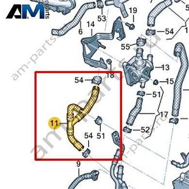 Шланг системы охлаждения VAG 059122449JКупить шланг системы охлаждения 059122449J Фольксваген/Ауди/Шкода- выгодные цены