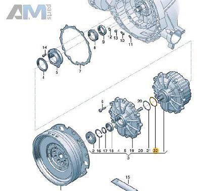 Фасонное уплотнение внутреннее 0CK141143 Audi A6 (C8) 2018-2025 0CJ/0CK (7-АКП DSG)